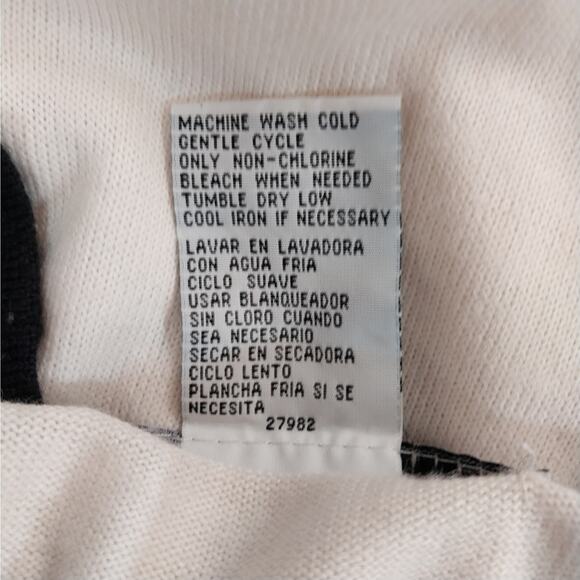 SAG HARBOR! CREAM FAUX TWINSET W/BLACK RIBBON, BEAD, MINI SEQUIN TRIM! SZ M - Picture 8 of 9